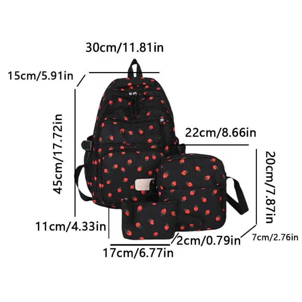 3-Piece Bow Print Backpack Set for Kids – School Backpack with Crossbody Bag & Mini Purse