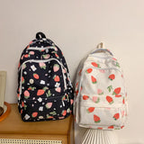 Women’s Strawberry Pattern Backpack – Large-Capacity Student School Bag | Cute Daily Daypack with Adjustable Straps