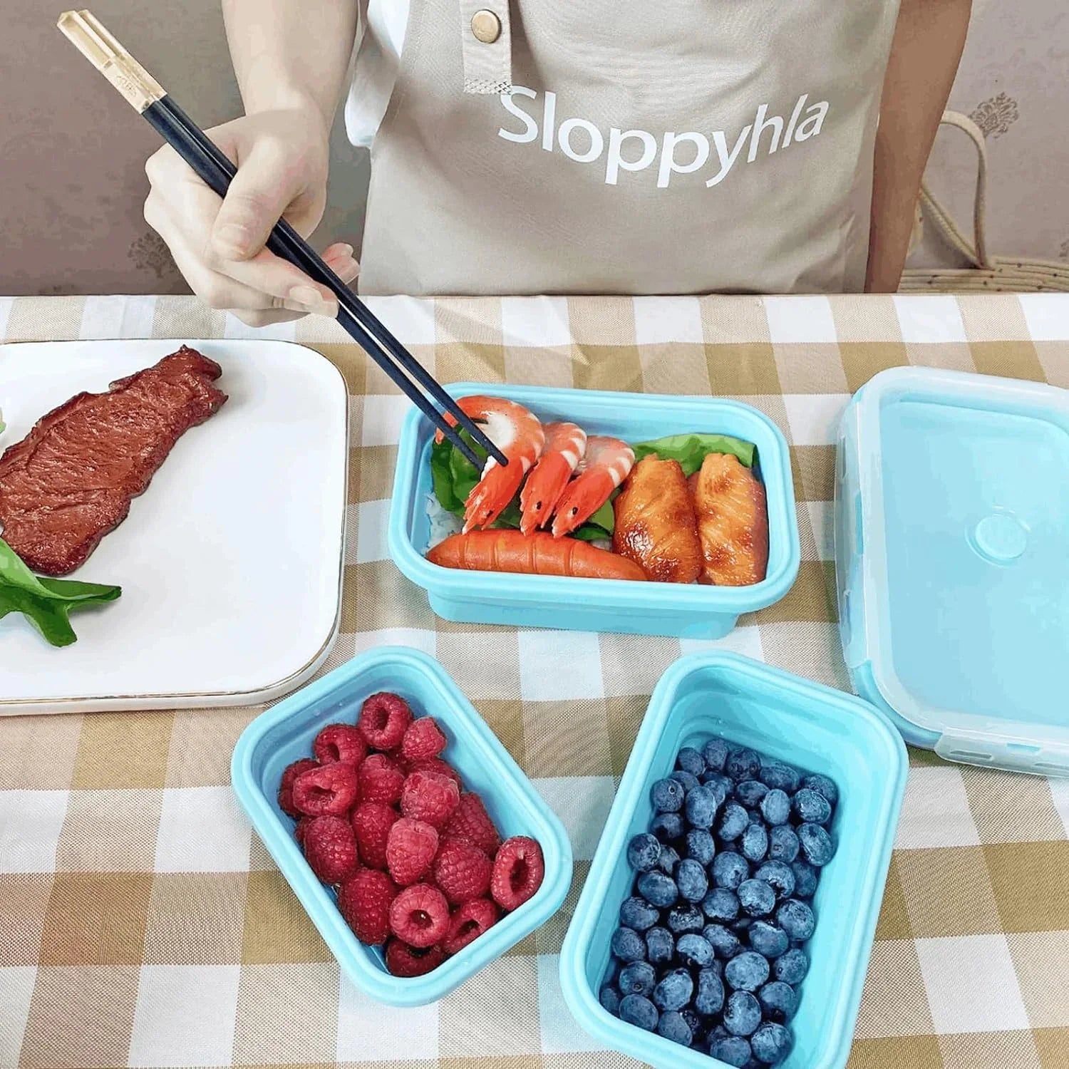 4-Pack Silicone Collapsible Lunch & Food Storage Boxes – Flat Stack Design with Lids, BPA-Free