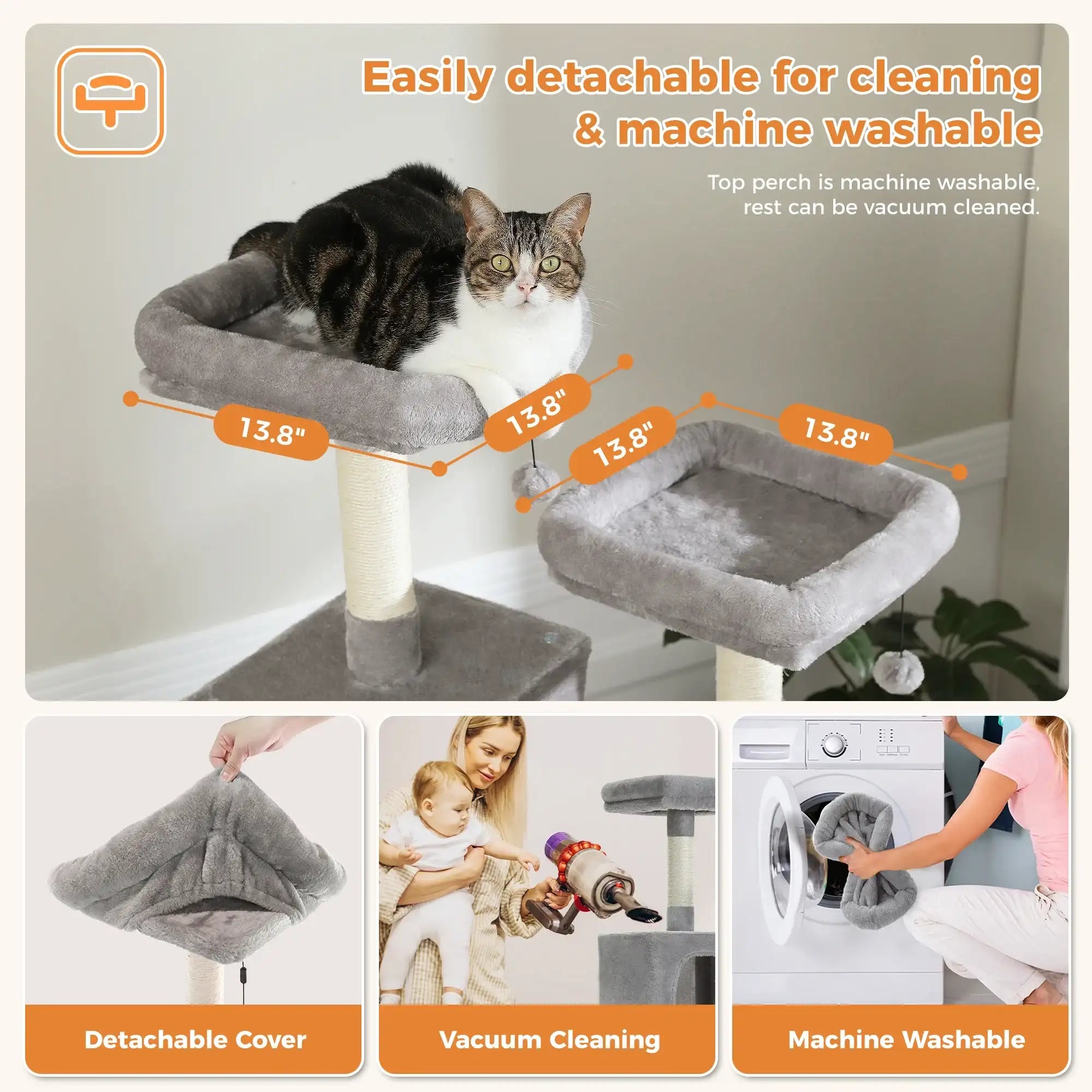 Large Cat Tree Tower for Indoor Cats – Multi-Level Plush Cat Condo with Scratching Posts, Boards, Perches & Caves