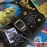 Women’s Y2K Star Denim Clutch – Large Capacity Shoulder & Underarm Hobo Bag with Chic Chain Strap 👜✨