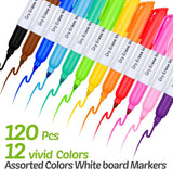 Mini Dry Erase Markers Fine Tip – 120-Pack with Clips, Low-Odor Erasable Whiteboard Pens (3.5")