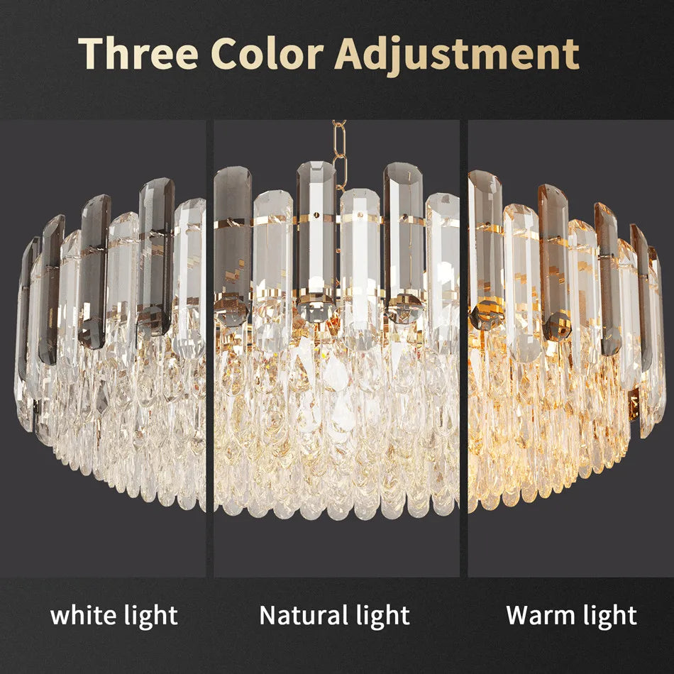 Luvodi 80cm Round Crystal Chandelier – Super Bright Pendant Ceiling Light for Home & Hotel Décor