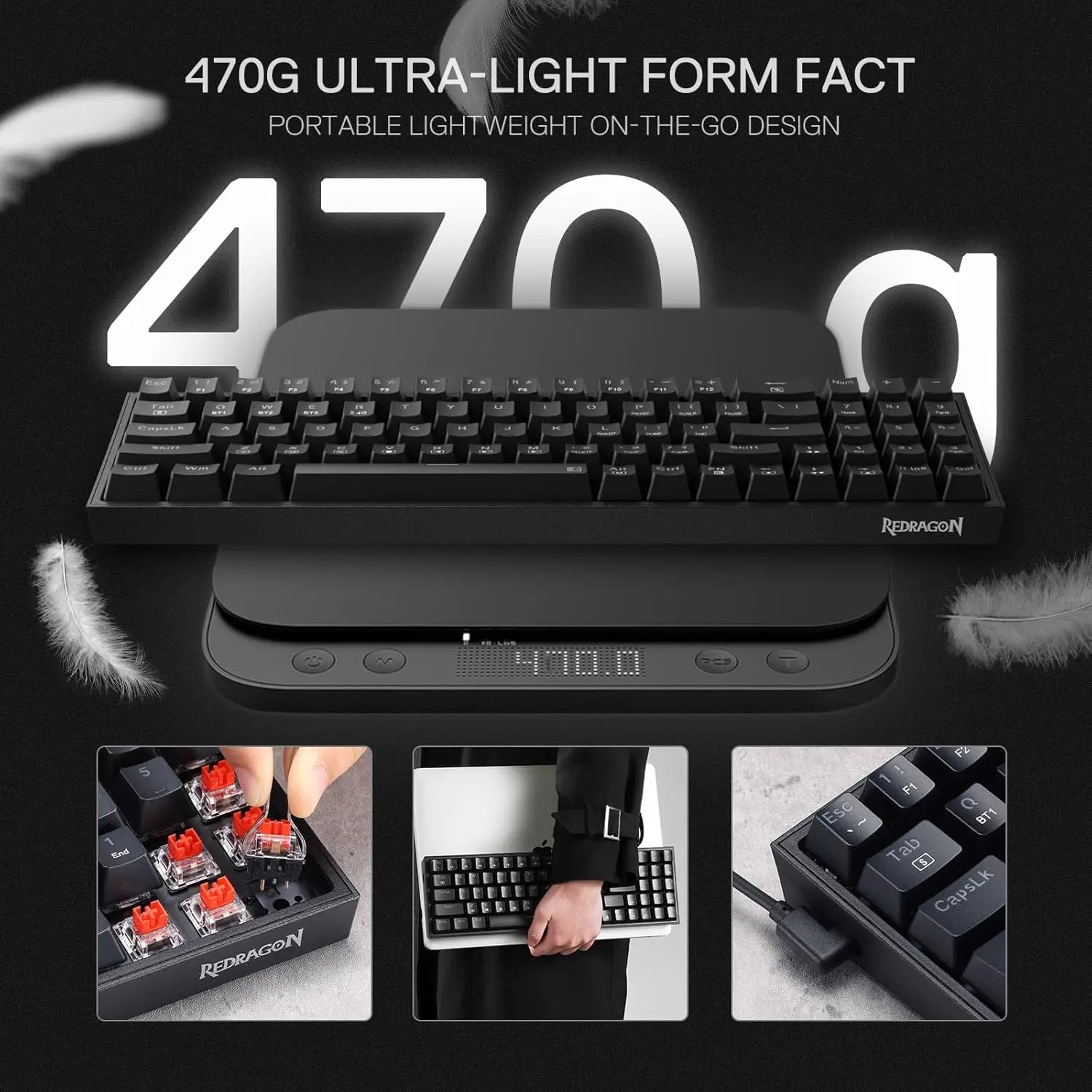 Redragon BS136 Gaming Keyboard & Mouse Combo – K628 Tri-Mode RGB Mechanical Keyboard with 75% Layout & 7200 DPI Gaming Mouse