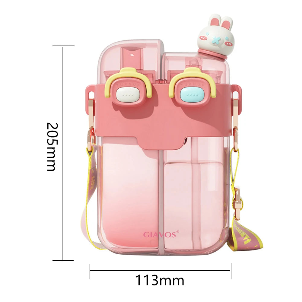 780ml Leakproof Kids Water Bottle with Straw – Portable Cartoon Design for School, Camping & Outdoor Activities 🧃🏕️
