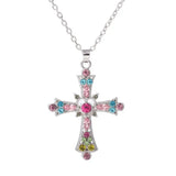 Gothic Zircon Cross Necklace – Unisex Y2K Large Pendant with Irregular Crystal Design for Men & Women