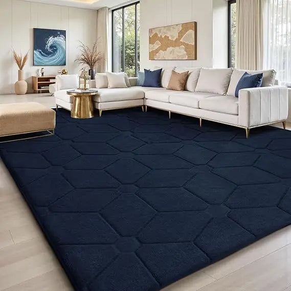 Fluffy Grey Washable Area Rug – 9x12 Soft Large Non-Slip Carpet for Living Room & Bedroom Décor