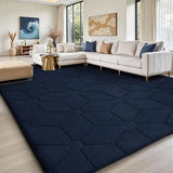 Fluffy Grey Washable Area Rug – 9x12 Soft Large Non-Slip Carpet for Living Room & Bedroom Décor