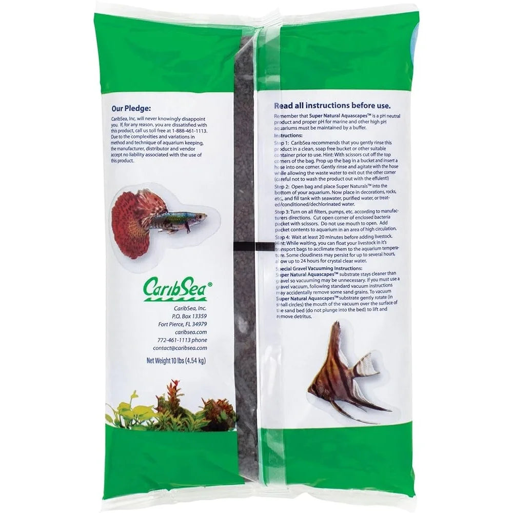 Super Natural Aquascapes Midnight River Sand – 10 lb Fish-Friendly Substrate with Live Bacteria Support