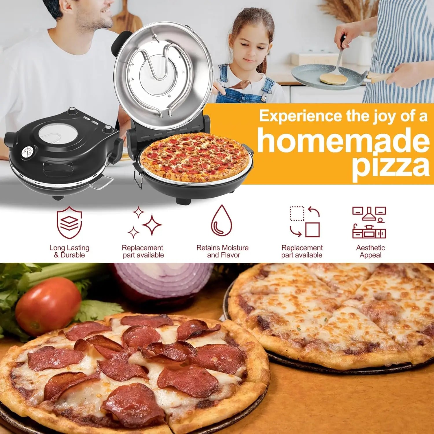 12-Inch Indoor Electric Pizza Maker Stone Oven – 1200 W Countertop Pizza Machine with Dual Temperature Control 🍕🔥