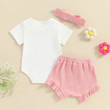Toddler Girls 2-Piece Summer Outfit – Sleeveless Floral Print Top, Ruffle Shorts & Matching Headband Set for Baby Girls