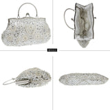 Women’s Retro Beaded Embroidered Tote – Small Evening Clutch Purse with Shoulder Chain for Weddings & Parties