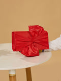 Women’s Exquisite Pleated Satin Evening Bag – Elegant Bow Clutch with Chain Strap for Weddings, Parties & Formal Events