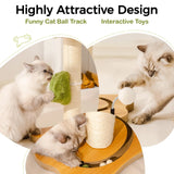 Mewoo Cat Scratching Post Bed – Small Cat Tower with Sisal Scratcher, Ball Track & Toys, Green & Brown Medium Size