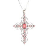 Gothic Zircon Cross Necklace – Unisex Y2K Large Pendant with Irregular Crystal Design for Men & Women