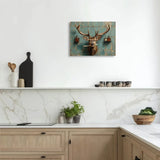 Solid Pine 1.5″ Thick Frame – Unique Deer-Head Toothbrush Wall Art for Interior Decoration