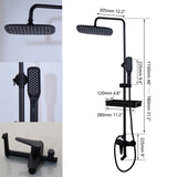 Zappo Matte Black 3-Way Wall-Mounted Rainfall Shower System – Shelf & Bathtub Mixer Included