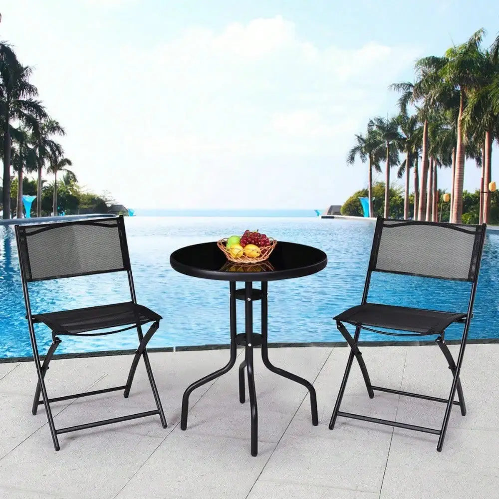 “Bistro Set with Folding Chairs – Outdoor Garden & Patio Table Set for Backyard Furniture”