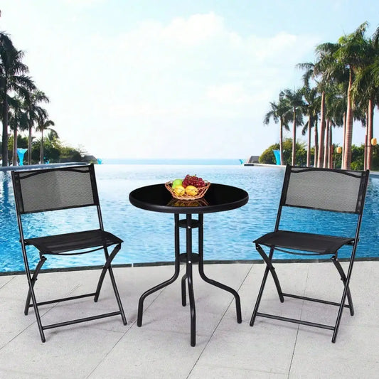 “Bistro Set with Folding Chairs – Outdoor Garden & Patio Table Set for Backyard Furniture”