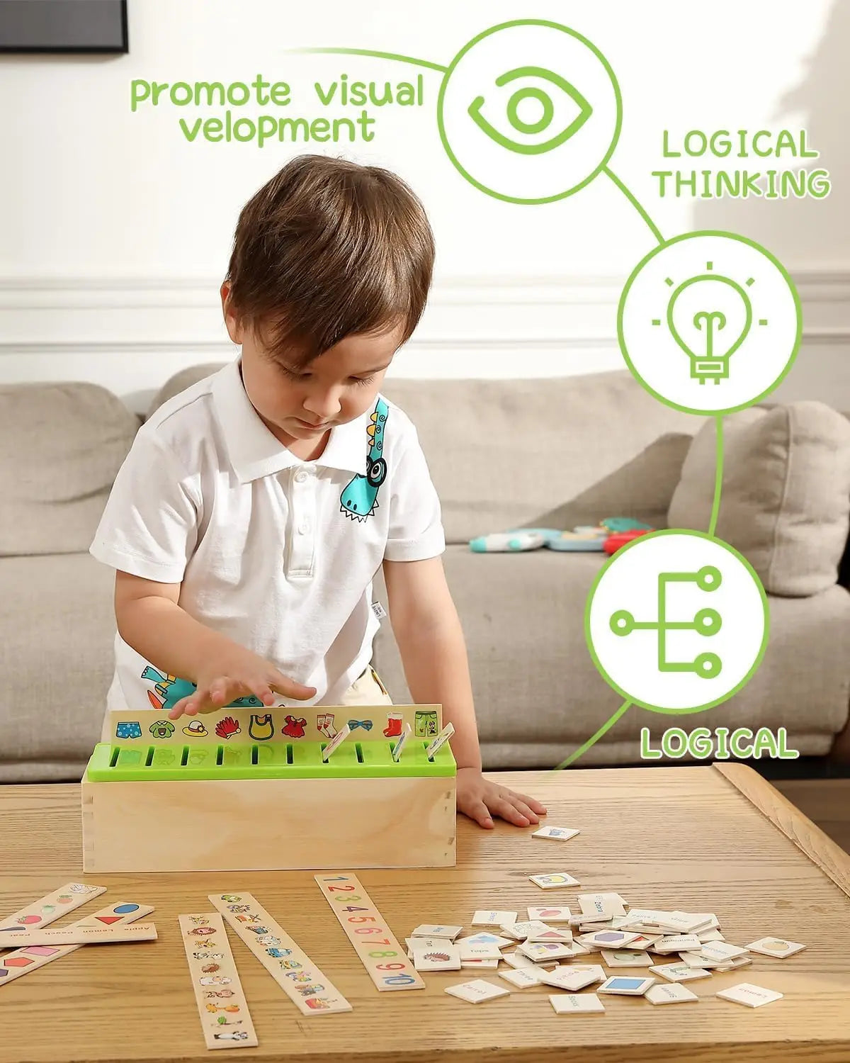 Wooden Montessori Sorting Toy – Educational Early Learning Box for Object Categories & Picture Matching, Preschool & Kindergarten Activity Set