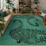 Leopard Print Area Rug 8x10 – Washable Ultra-Thin Non-Slip Modern Rug for Living Room & Bedroom