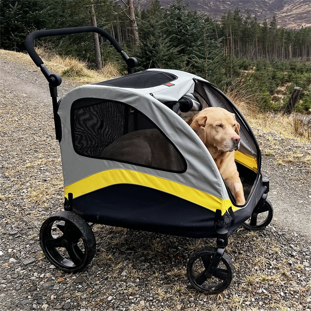 Premium Dog Stroller Pram – 4-Wheel Foldable Pet Jogger Wagon for Small, Medium & Large Dogs with Travel-Ready Design