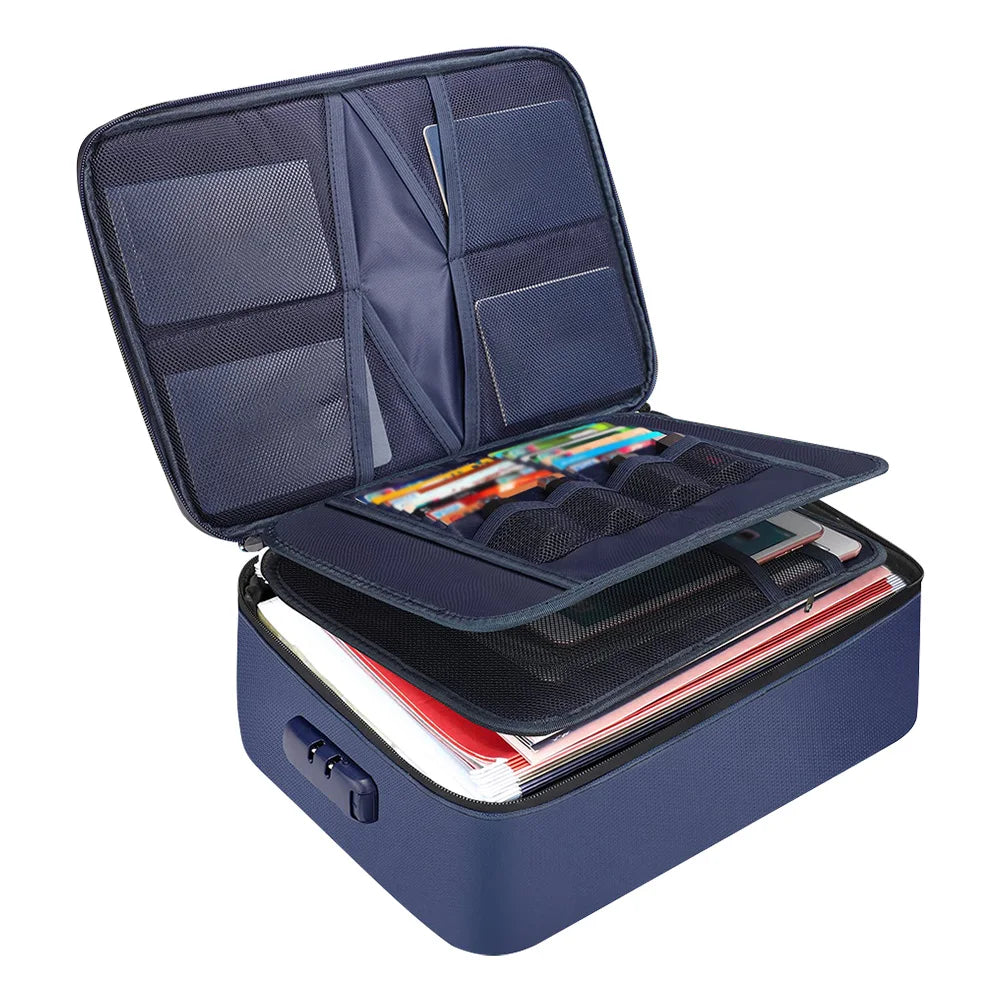 Fireproof Document Organizer – Waterproof Multi-Layer File Storage Box for Important Papers