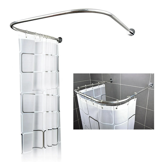 U-Shaped Adjustable Stainless Steel Shower Curtain Rod – Corner Tub & Small Bathroom Fit
