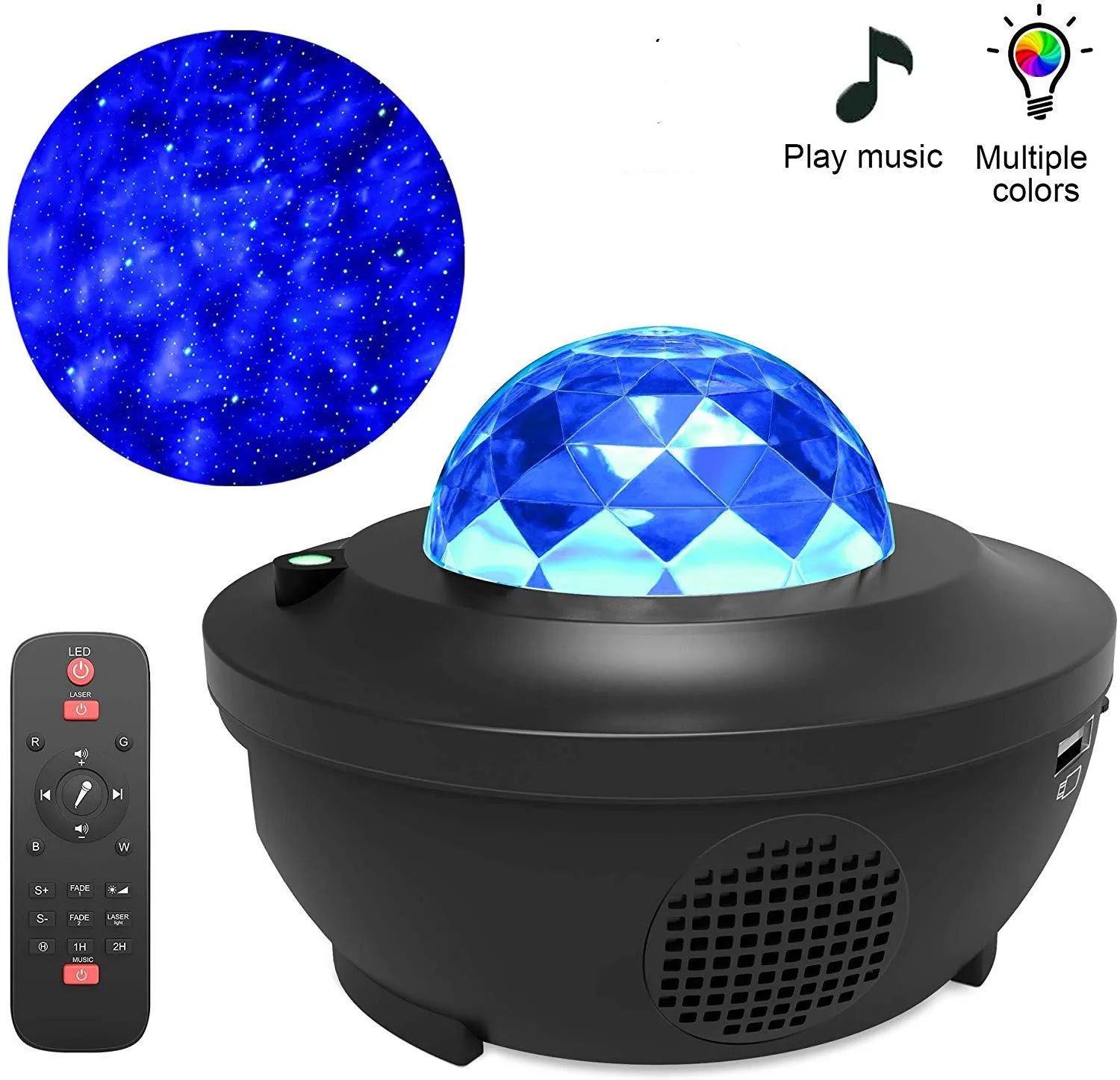 LED Starry Projector Night Light – Galaxy Star Lamp with Bluetooth Music Player, USB Powered Romantic Ocean Projector for Kids & Gifts