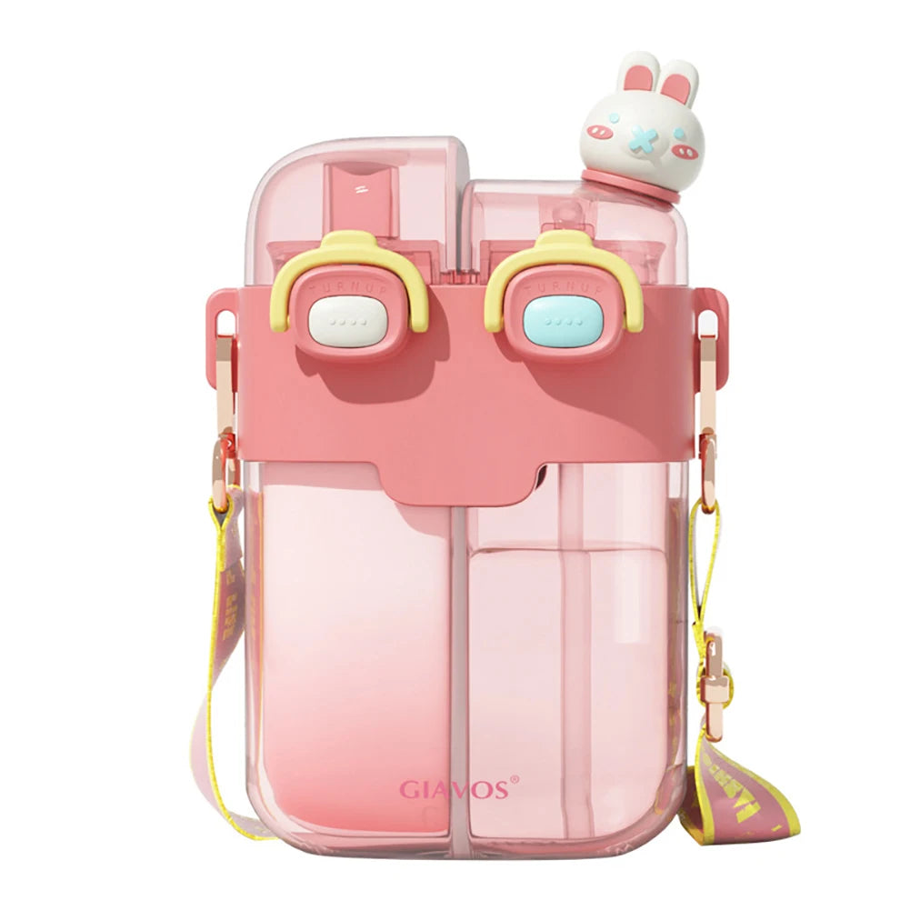 780ml Leakproof Kids Water Bottle with Straw – Portable Cartoon Design for School, Camping & Outdoor Activities 🧃🏕️