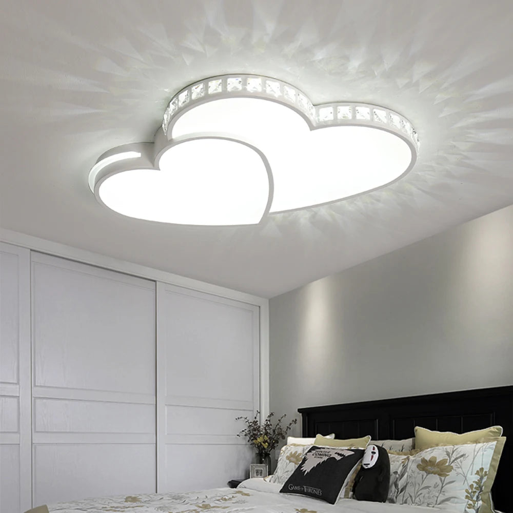 Modern Heart-Shaped Crystal LED Ceiling Light – Flush Mount Lamp for Kids’ Room, Bedroom & Living Room