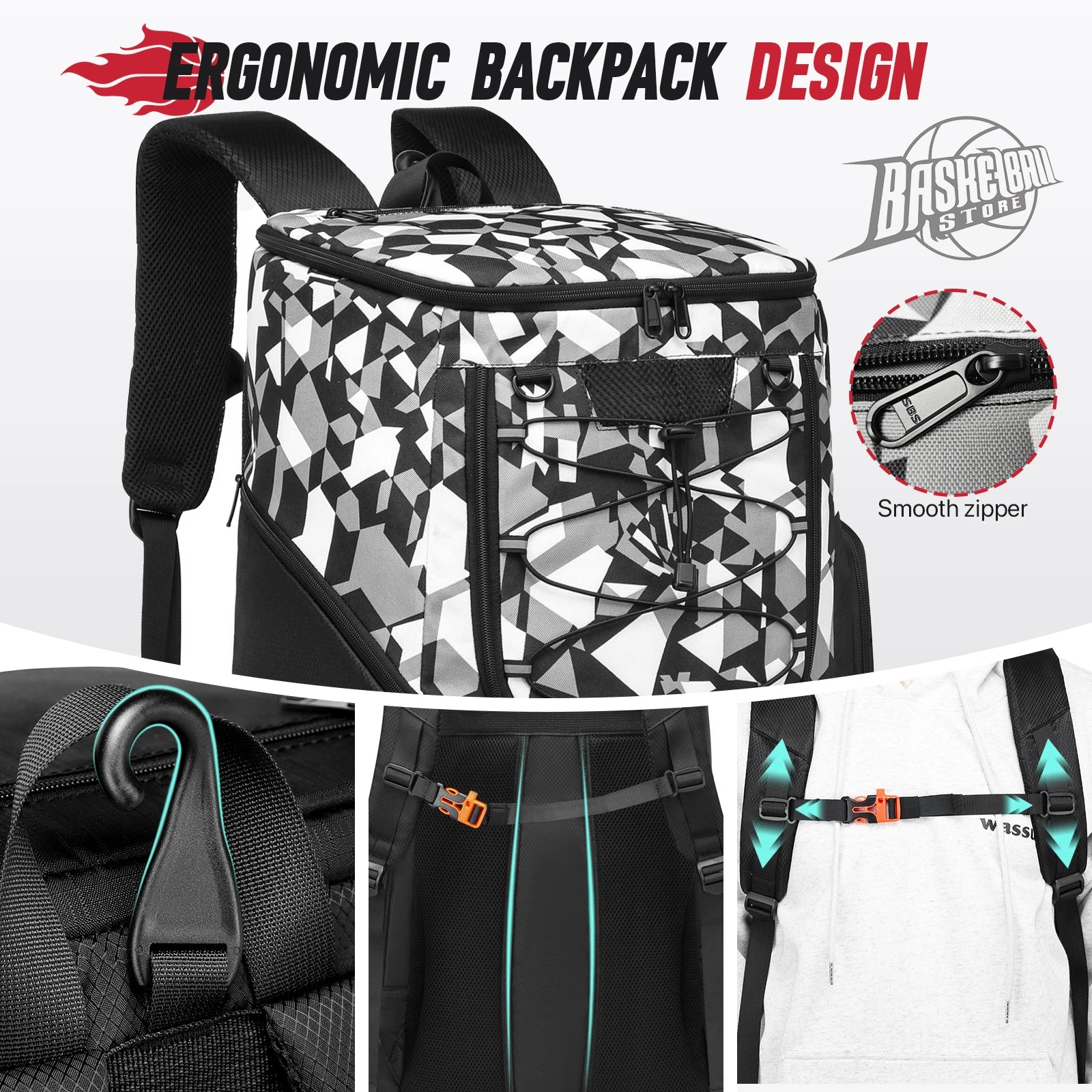 Sports Training Basketball Backpack – Ball Holder + Shoe Compartment | Gym, Soccer & Outdoor Sports Bag