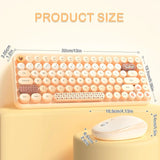 308i Pink Wireless Keyboard and Mouse Set – 2.4G Retro Typewriter Style with Gradient Round Keycaps & Cute Design
