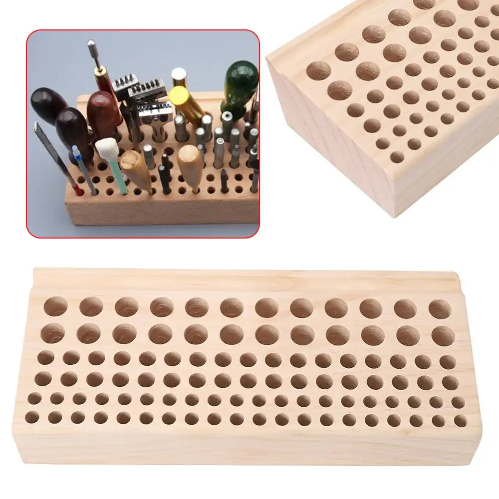 98-Hole Leather Carving Tool Storage Box – Precision Organizer for Craft & Hobby Tools