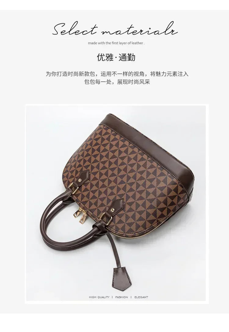 Limited Edition Designer Checkerboard Alma-Style Shell Handbag – Luxury Canvas Shoulder Bag for Women