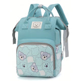 Bear Print Diaper Bag Backpack – Large Capacity Fashion Mommy Bag with Insulated Pockets | Stylish Diaper Backpack for Mom & Dad