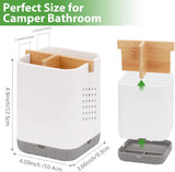 Bamboo Toothbrush & Toothpaste Holder – 4-Compartment Countertop Organizer with Anti-Slip Base