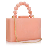 Women’s Pearl Marble Acrylic Evening Bag – Luxury Dark Green Crossbody Purse with Flap Closure for Weddings & Parties