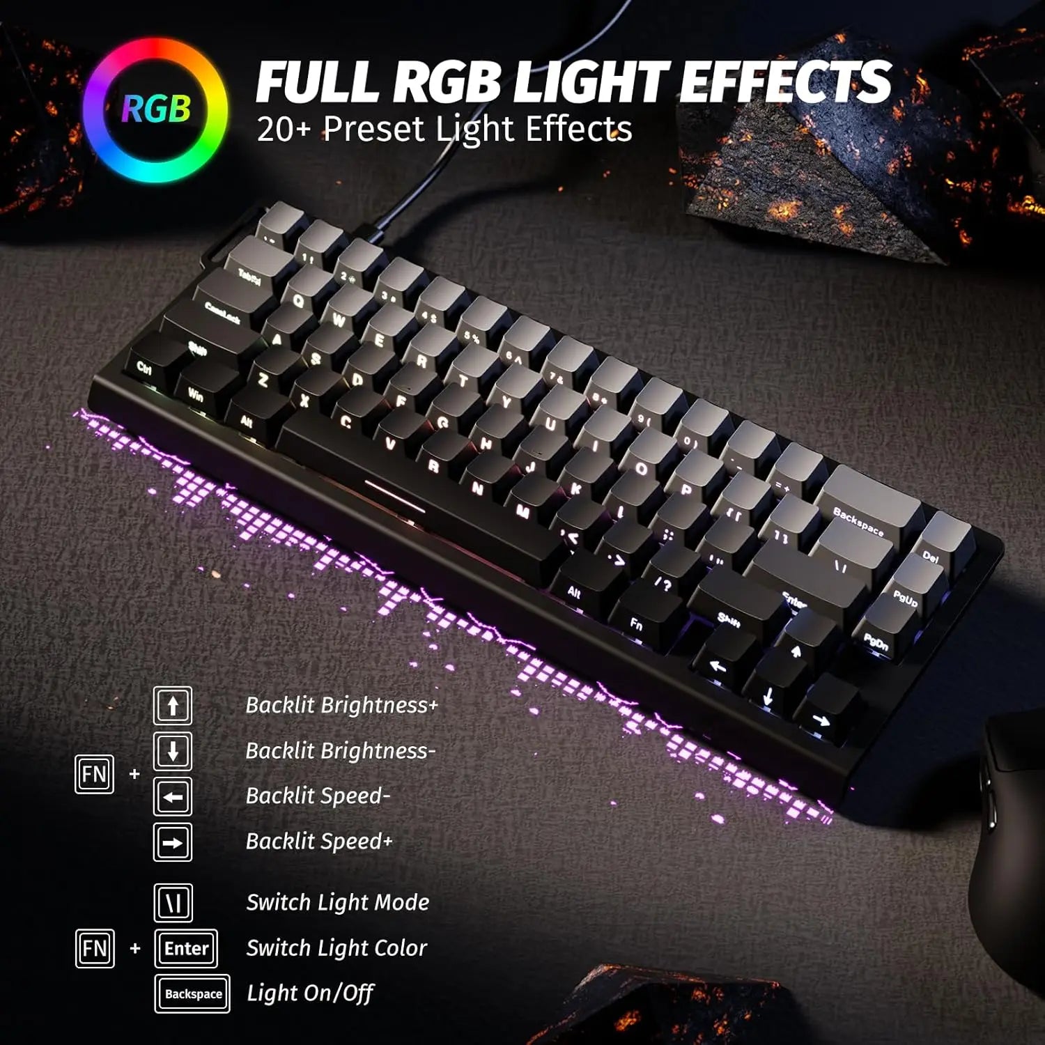 Mambasnake X Attack Shark X68 HE Gaming Keyboard and R1 Mouse Combo – 8KHz Magnetic Switch Keyboard with RGB Backlight & Precision Gamer Mouse
