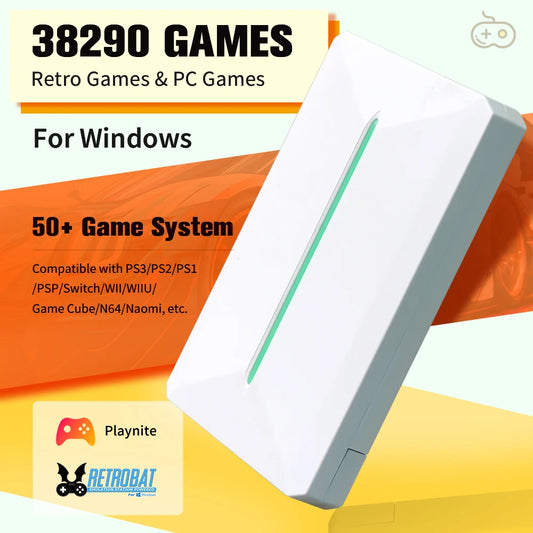 Retro Gaming External Hard Drive – 500GB Emulation Disk with 38,000 Preloaded Games for PS3, PS2, Switch, Wii U, N64 & PC