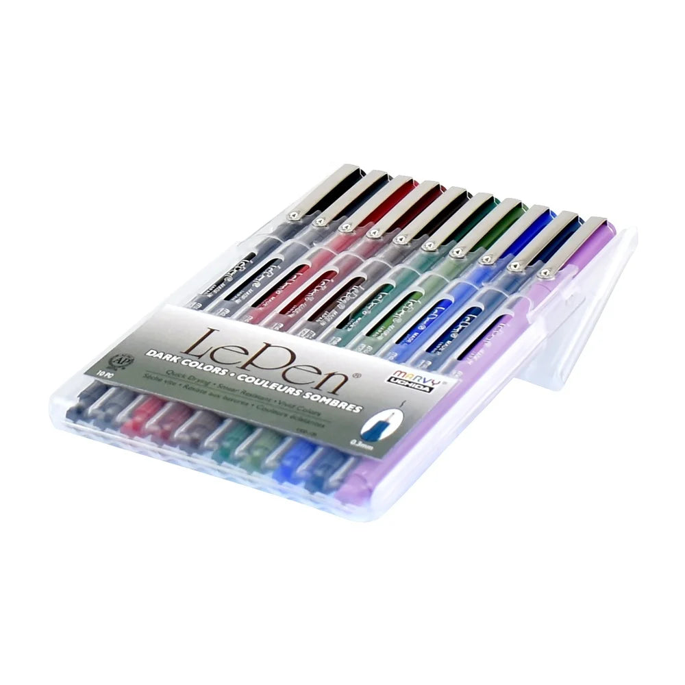 Le Pen Felt Tip Pens Set – 10 Count Medium Point, Water-Based Quick-Dry Ink, Smudge-Resistant for Journals, Notes & Art