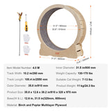 VEVOR Cat Exercise Wheel – Natural Wood Silent Running Treadmill with Detachable Carpet, Roller Wheel for Pet Fitness (