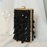 Women’s Luxury Rhinestone Clutch – Gold Party Evening Purse with Glass Crystals, Mini Square Handbag & Tassel Detailing
