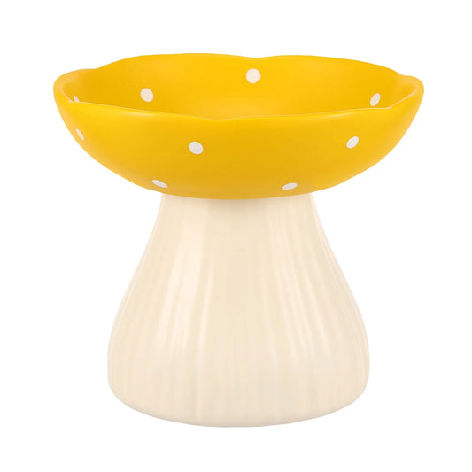 Mushroom Raised Cat Bowl – Elevated Food & Water Dish with Anti-Overturning Stand for Neck Protection