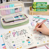 39-Piece Aesthetic School Supplies Set – Big Capacity Pen Case with Pastel Highlighters & Black Ink Pens ✨📚