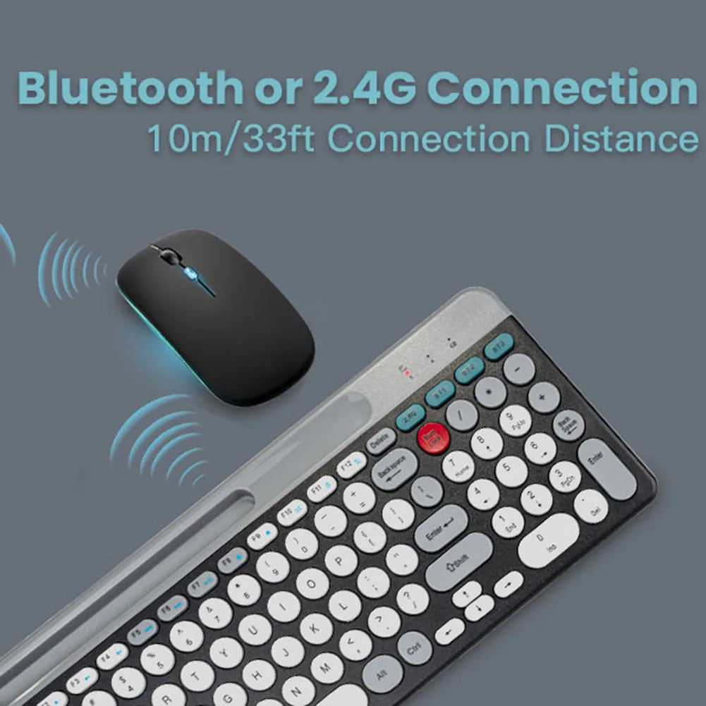 2.4GHz + Bluetooth Dual-Mode Keyboard & Mouse Combo – Multi-Device Wireless Set Compatible with iOS, Android, Windows & Mac