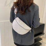Women’s Casual Half-Moon Sling Bag – Solid Color Crossbody Chest Bag with Adjustable Wide Strap for Travel & Shopping