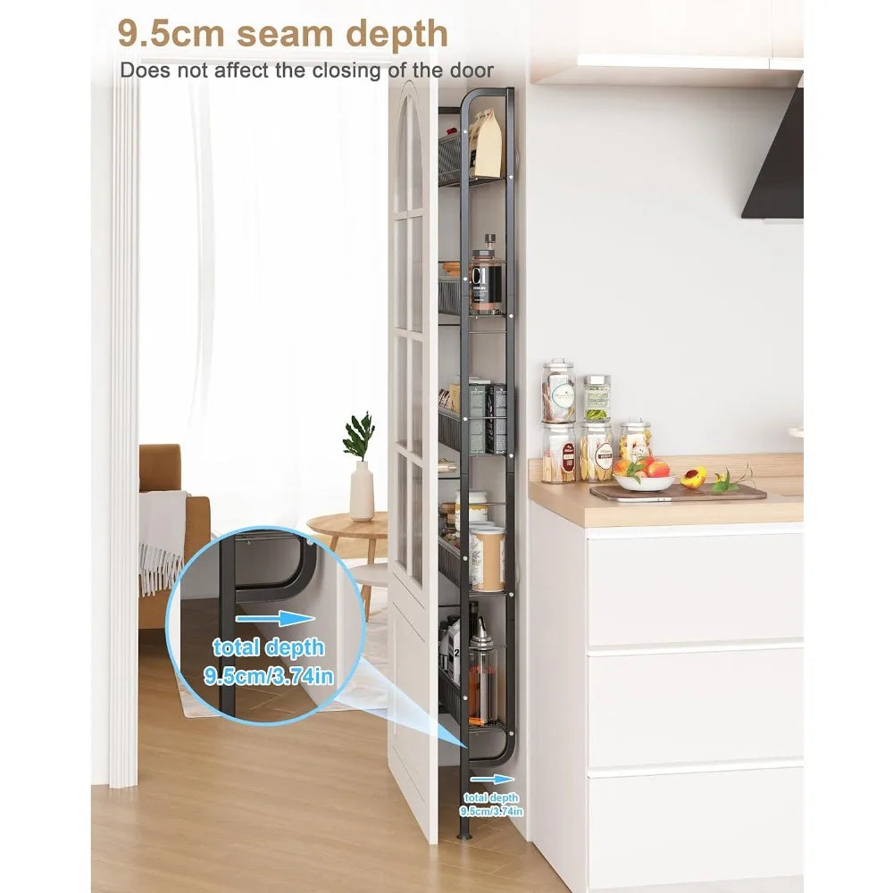 Behind-the-Door Narrow 5-Tier Bathroom Shelf – Space-Saving Slim Storage Unit