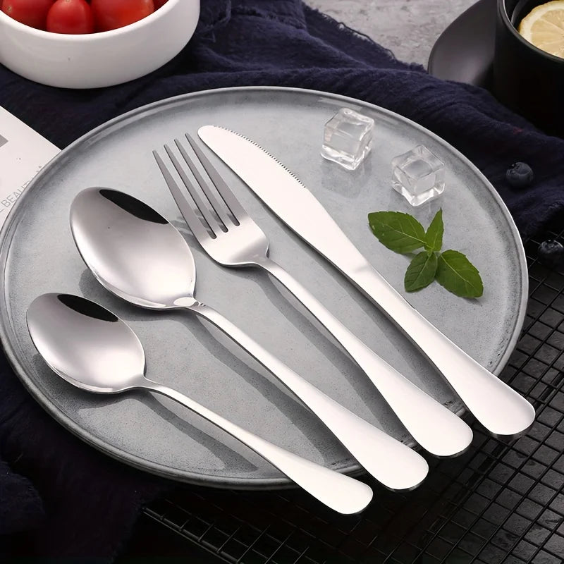 24-Piece Stainless Steel Cutlery Set – Premium Flatware Service for 6 | Knives, Forks & Spoons