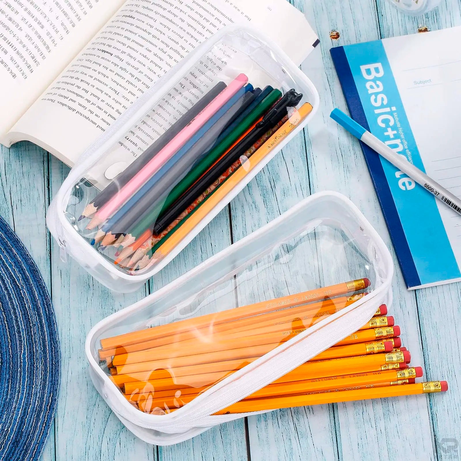Transparent Large Capacity Pencil Case – Simple Zipper Pen Pouch for School & Office